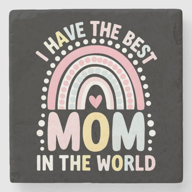 Ich habe die beste Mama in der Welt Boho Regenboge Steinuntersetzer (Vorderseite)