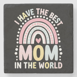 Ich habe die beste Mutter der Welt Boho Regenbogen Steinuntersetzer