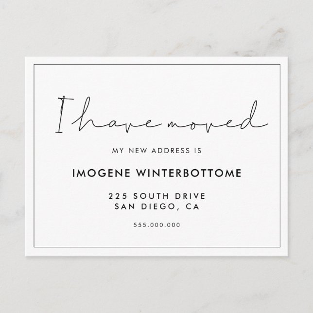 Ich habe die handgeschriebene minimalistische Ankü Ankündigungspostkarte (Vorderseite)