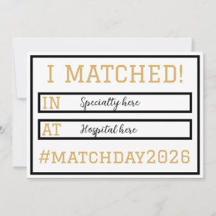 Ich habe die Match Day-Ankündigung bestanden Einladung