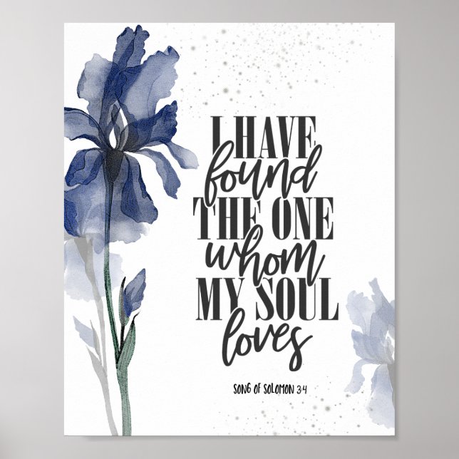 Ich habe die One Bible Verse Blue Floral gefunden Poster (Vorne)