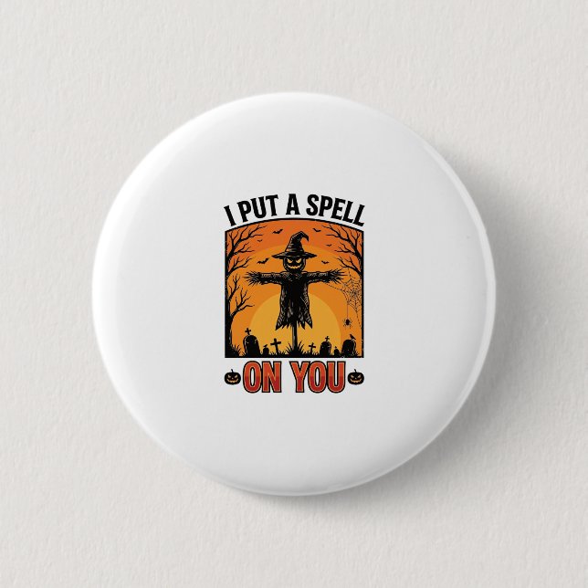Ich habe dir einen Fluch auferlegt Halloween Vogel Button (Vorderseite)