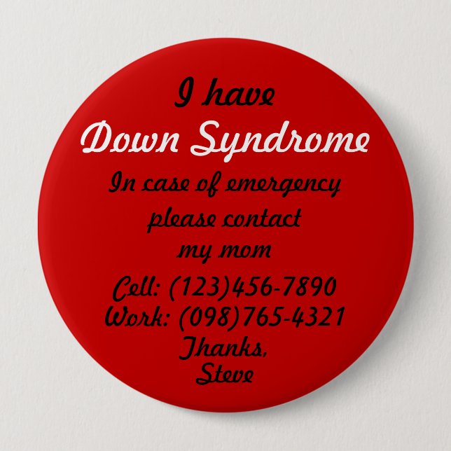 Ich habe Down-Syndrom Knopf Button (Vorderseite)