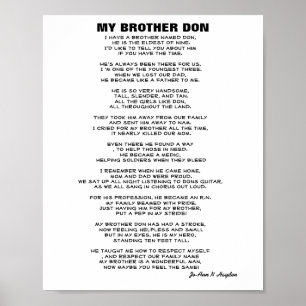 ICH HABE EIN BROTHER NAMED DON Gedicht Poster