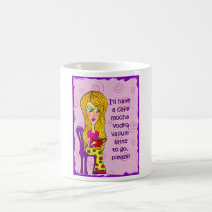 Ich habe ein Café-Mokka-Wodka-Valium Latte, zum z Kaffeetasse