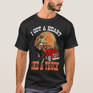 Ich habe ein Herz wie ein Truck Western Sunset Cow T-Shirt