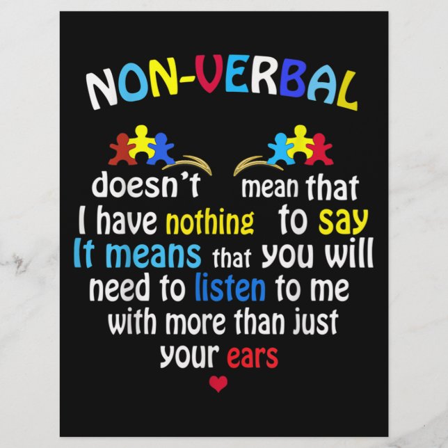 Ich habe ein nonverbales Autismus-Bewusstsein Puzz Briefbogen (Vorderseite)