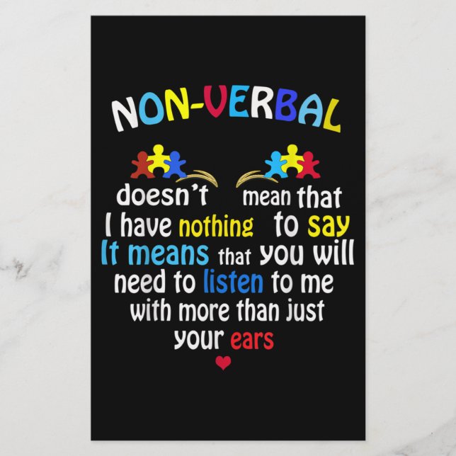 Ich habe ein nonverbales Autismus-Bewusstsein Puzz Briefpapier (Vorderseite)