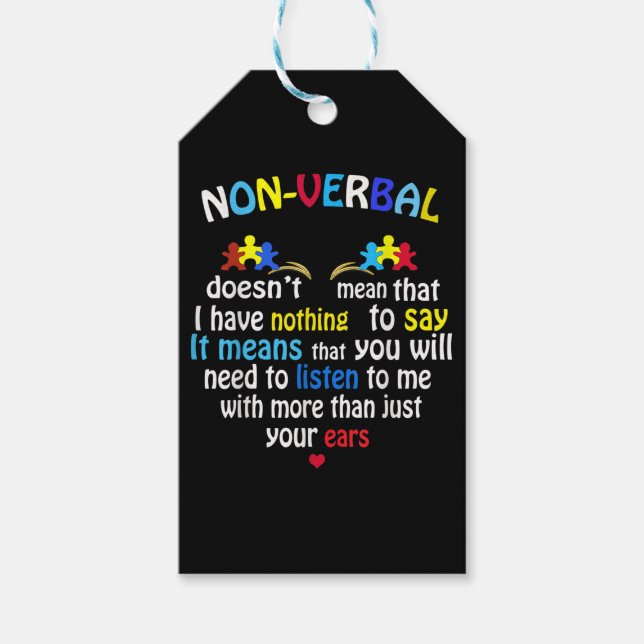 Ich habe ein nonverbales Autismus-Bewusstsein Puzz Geschenkanhänger (Vorderseite)