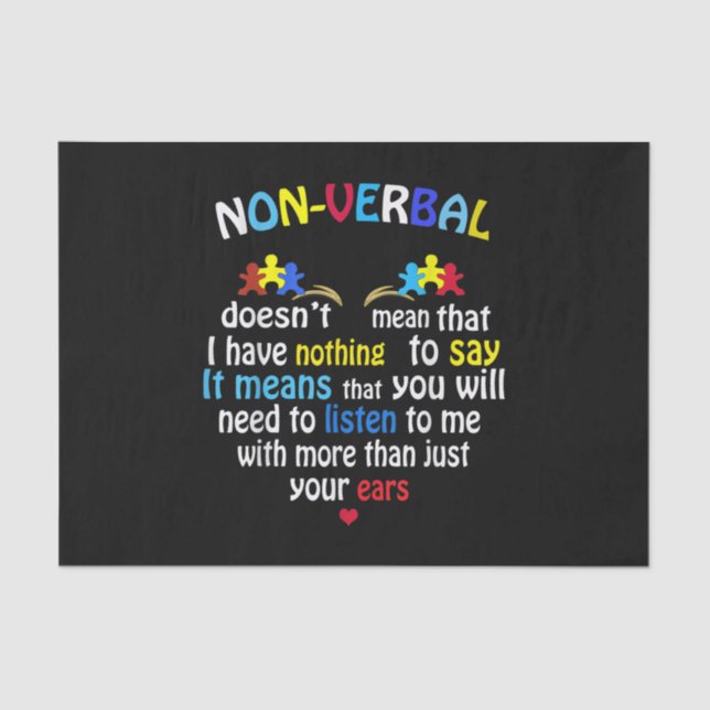 Ich habe ein nonverbales Autismus-Bewusstsein Puzz Seidenpapier (Vorderseite)