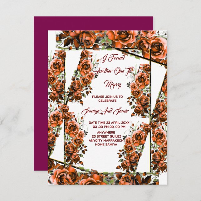 ICH HABE EINE ANDERE GEFUNDEN, UM WEDEN ZU HEIRATE EINLADUNG (Vorne/Hinten)