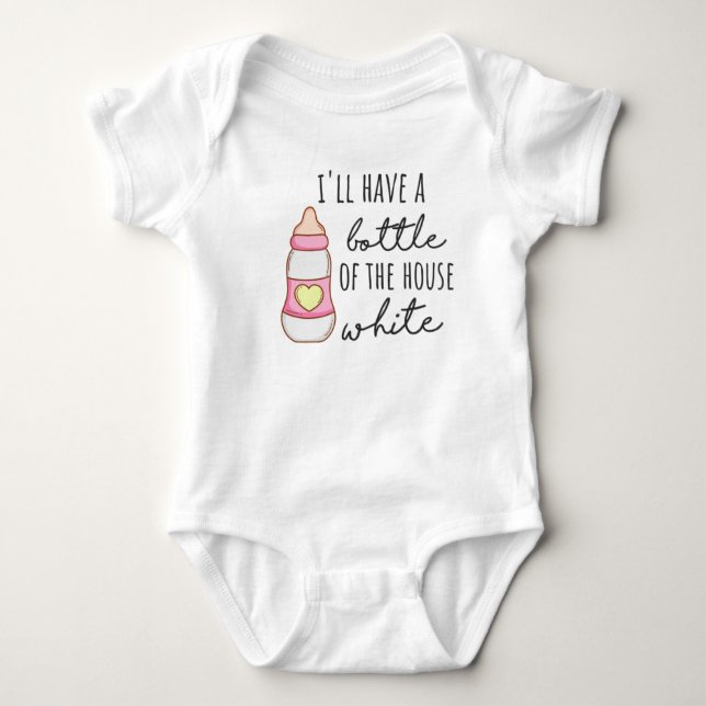 Ich habe eine Flasche weißen Bodysuit aus dem Haus Baby Strampler (Vorderseite)