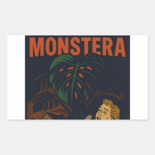 Ich habe eine Monstera Retro-Horror-Pflanze erscha Rechteckiger Aufkleber