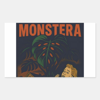 Ich habe eine Monstera Retro-Horror-Pflanze erscha Rechteckiger Aufkleber