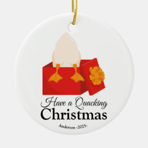 Ich habe eine Weihnachts-lustige niedliche Ente in Keramik Ornament