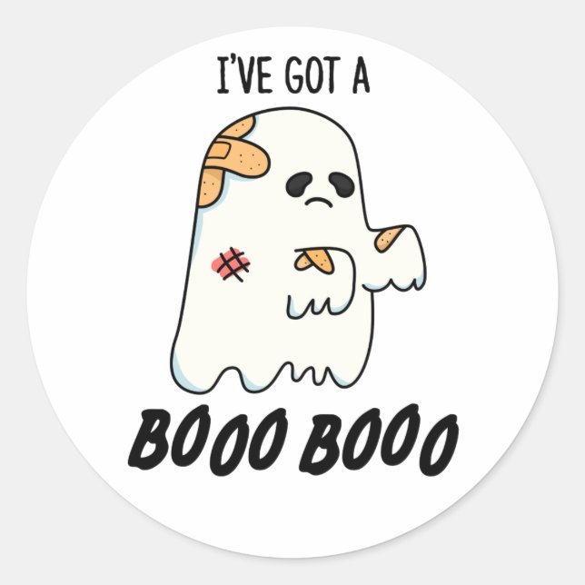 Ich habe einen Boo Boo Funny Halloween Ghost Pun G Runder Aufkleber (Vorderseite)