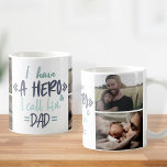 Ich habe einen Helden, den ich Vater  Custom Foto  Kaffeetasse<br><div class="desc">Erstellen Sie Ihre eigene personalisierte Vatertag-Tasse mit Ihren 4 benutzerdefinierten Fotos. Das bezaubernde Zitat lautet: "Ich habe einen Helden und nenne ihn Vater".</div>