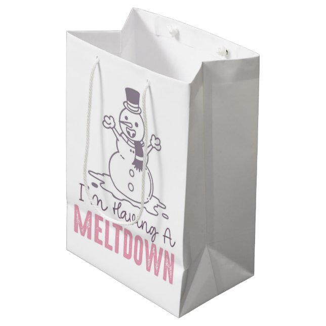Ich habe einen Meltdown - Funny Snowman Design Mittlere Geschenktüte (Vorderseite Schrägansicht)