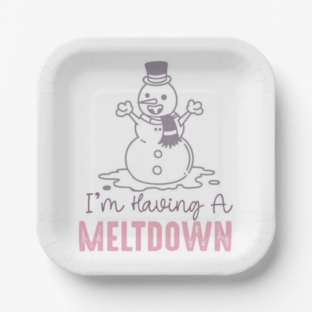 Ich habe einen Meltdown - Funny Snowman Design Pappteller (Vorderseite)