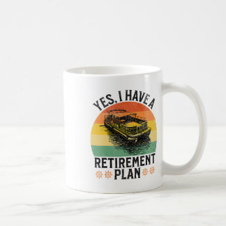 Ich habe einen Rentenplan Lustiger Pontonboot-Kapi Kaffeetasse