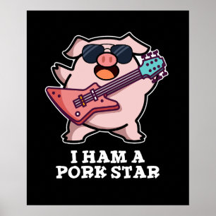 Ich habe einen Schweinestern Funny Rock Star Pig P Poster