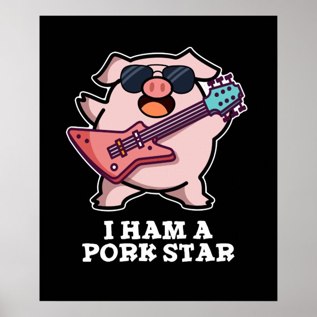 Ich habe einen Schweinestern Funny Rock Star Pig P Poster (Vorne)