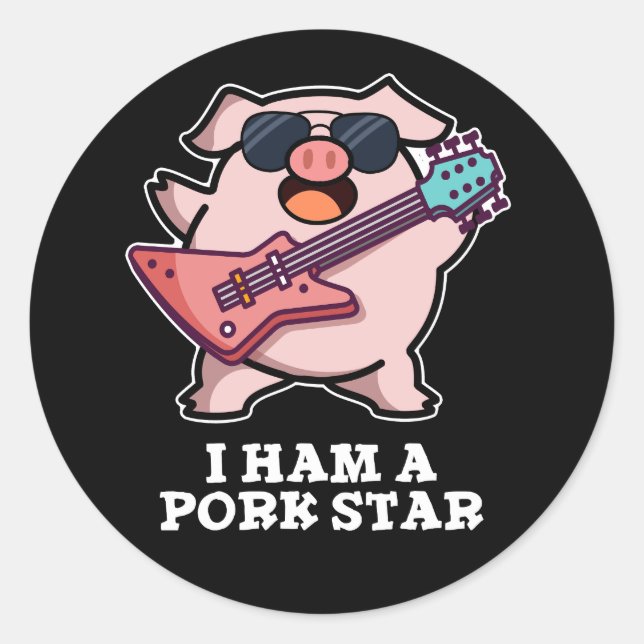 Ich habe einen Schweinestern Funny Rock Star Pig P Runder Aufkleber (Vorderseite)