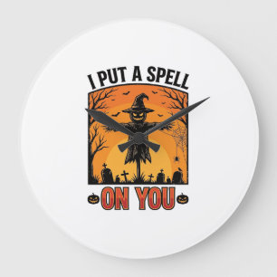 Ich habe einen Zauber auf dich Halloween-Vogelsche Große Wanduhr