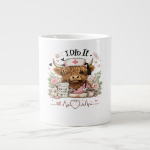 Ich habe es geschafft Highland Cow Krankenschweste Jumbo-Tasse