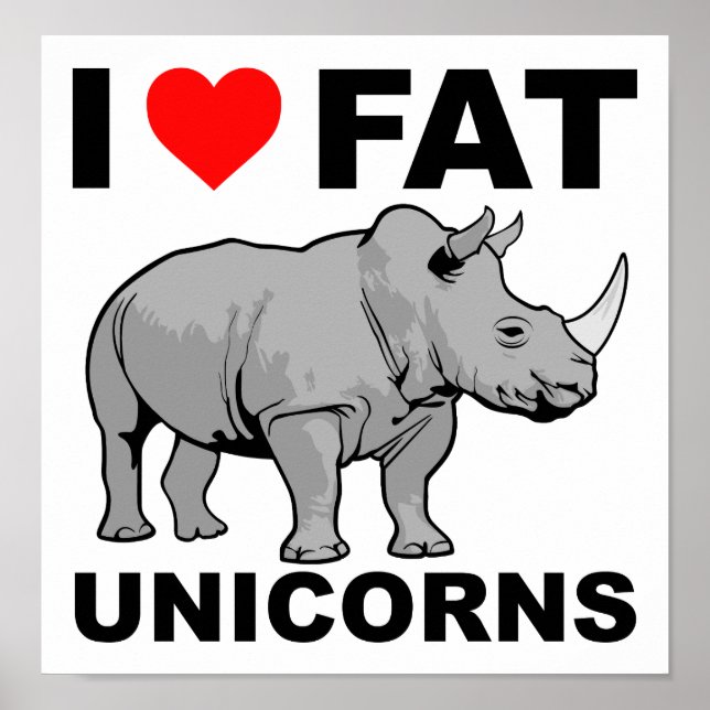 Ich habe Fat Unicorn Rhino Funny Poster (Vorne)