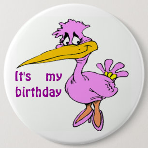 "ICH HABE GEBURTSTAG" LILA VOGEL BUTTON