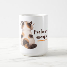 "Ich habe genug gehört" Katze mit Kopfhörern Kaffeetasse