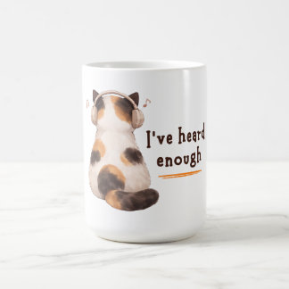 "Ich habe genug gehört" Katze mit Kopfhörern Kaffeetasse