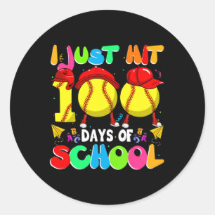 Ich habe gerade 100 Tage der Schule Softball Kids Runder Aufkleber