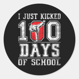 Ich habe gerade 100 Tage Schule Karate Happy 100  Runder Aufkleber