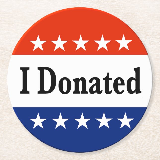 Ich habe gespendet runder pappuntersetzer (Vorderseite)