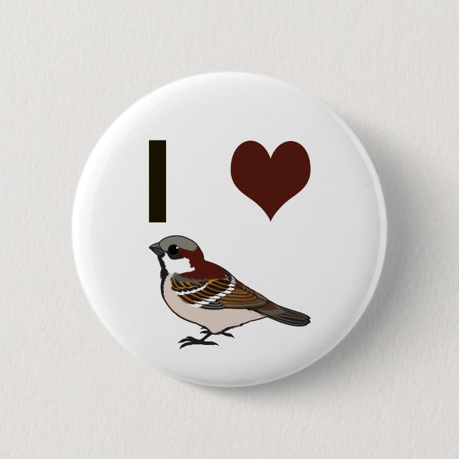 Ich habe Herzspatzen Button (Vorderseite)