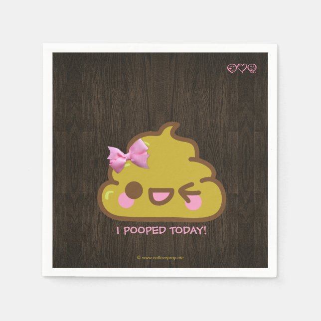 Ich habe heute Gekackt! Cutey Poo mit rosa Bow Serviette (Vorderseite)