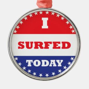 Ich habe heute gesurft silbernes ornament