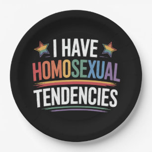 Ich habe homosexuelle Neigungen LGBTQ Stolz Regenb Pappteller