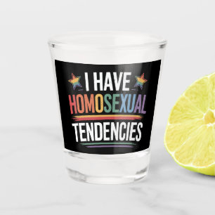 Ich habe homosexuelle Neigungen LGBTQ Stolz Regenb Schnapsglas