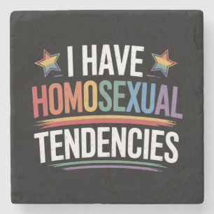 Ich habe homosexuelle Neigungen LGBTQ Stolz Regenb Steinuntersetzer
