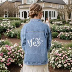 Ich habe Ja gesagt Hochzeit Verlobung Typografie Jeansjacke