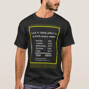 Ich habe jede Woche 100 Anstrengung bei der Arbeit T-Shirt
