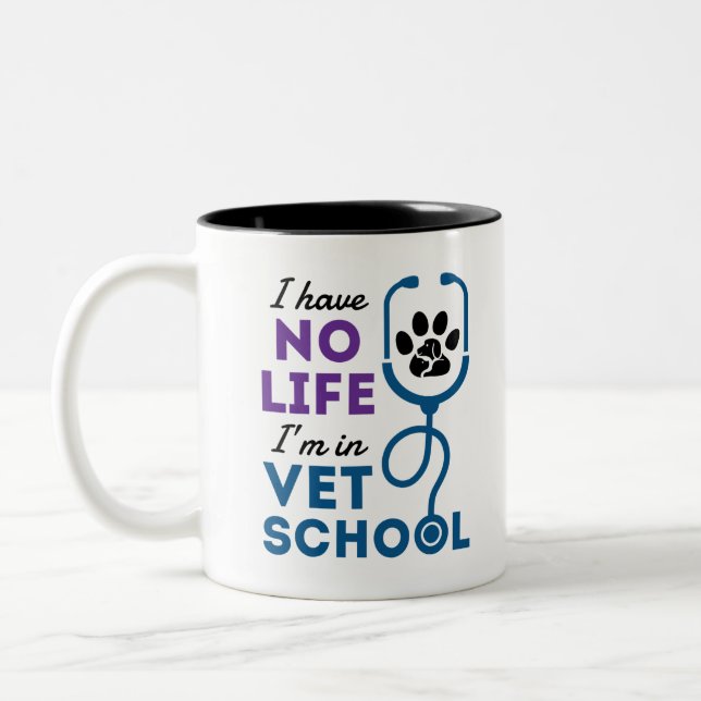 Ich habe kein Leben in Veterinärmedizin Zweifarbige Tasse (Links)
