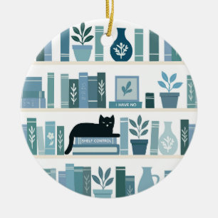 Ich habe keine Regalkontrolle Bücherregal & Katze Keramik Ornament