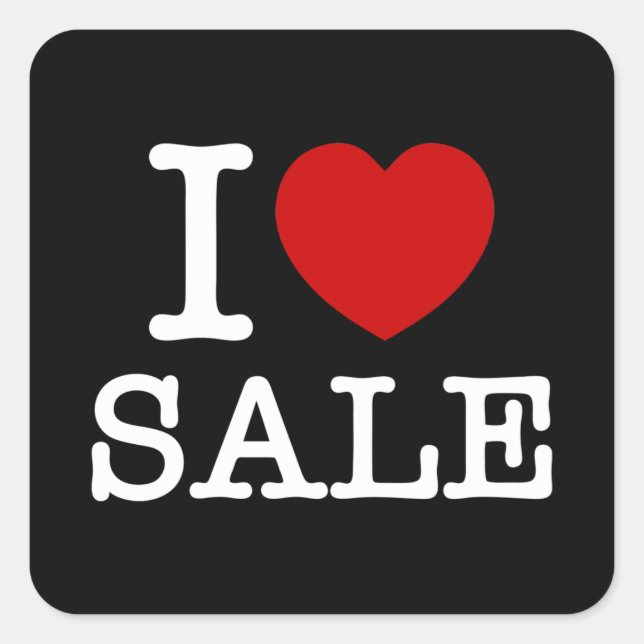 ICH HABE [LIEBE] VERKAUFSSCHALTER QUADRATISCHER AUFKLEBER (Vorderseite)