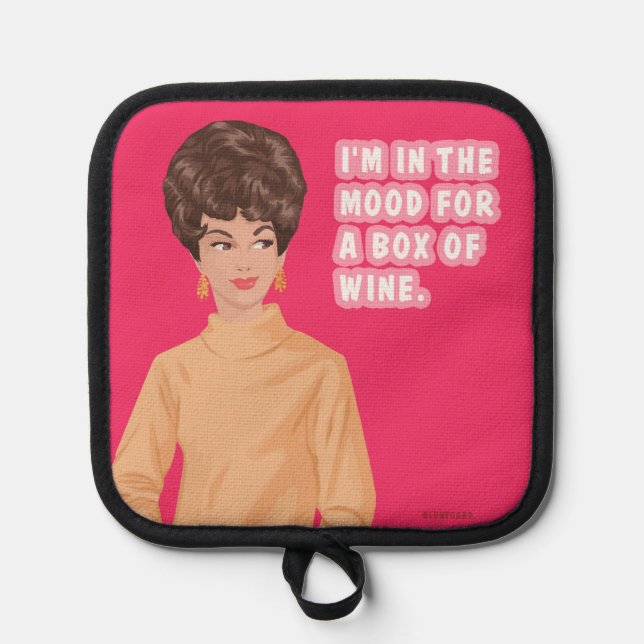 Ich habe Lust auf eine Schachtel Wein. Topflappen (Vorderseite)