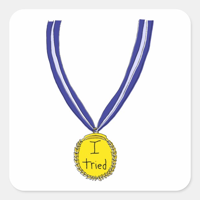 Ich habe Medaille getestet Quadratischer Aufkleber (Vorderseite)