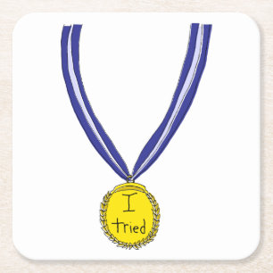 Ich habe Medaille getestet Rechteckiger Pappuntersetzer